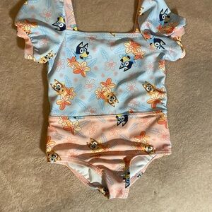 Babygirls Bluey Floral One Piece Swimsuit